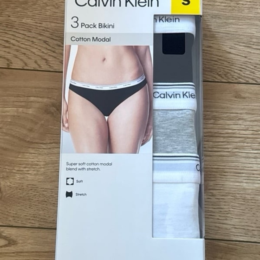 Calvin Klein 3-Pack Bikini Underwear - Black, Gray, White Small
